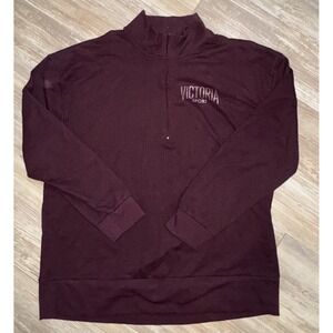 Victoria Secret's Sport Plum Quarter Zip Pullover Sz XL Activewear Cotton/poly